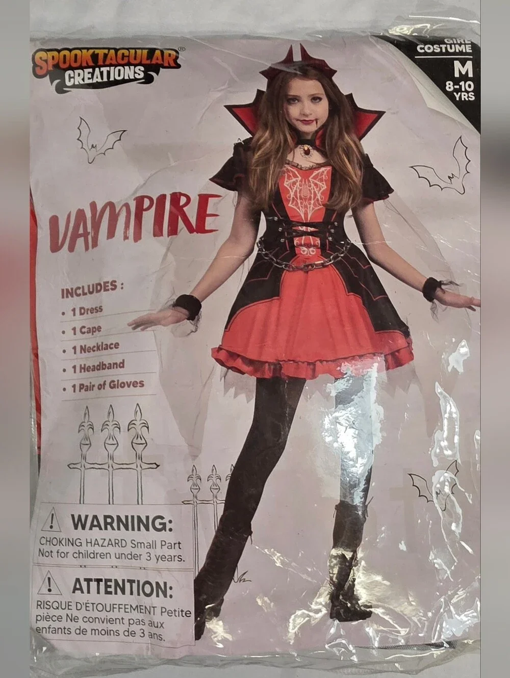 Spooktacular Creations Halloween Girls Vampire Costume Size Medium (8-10)